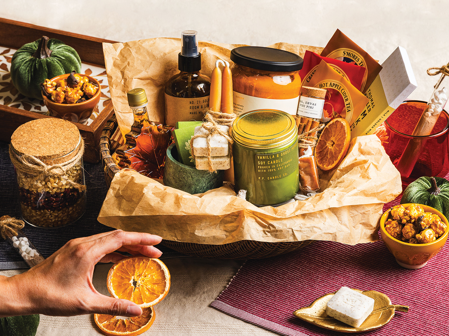 Home tote with fall items